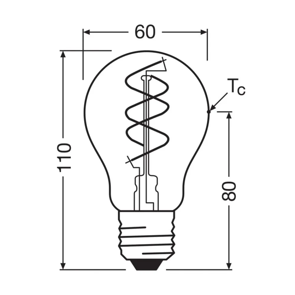 OSRAM Led Pærer>LED Vintage E27 8W 2.200K Spiral Filament clear dæmpbar