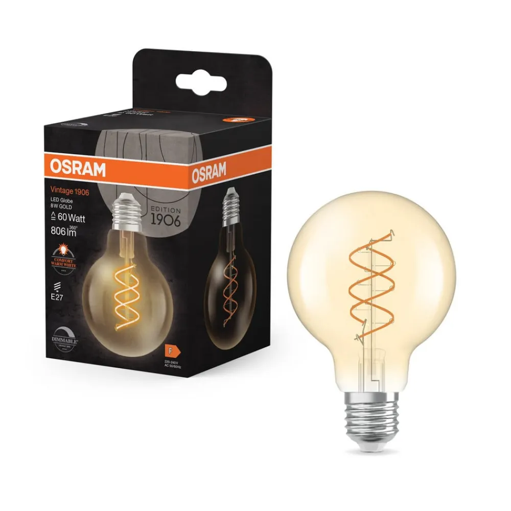 OSRAM Led Pærer>LED Vintage G80 E27 8W 922 Spiral Filament guld dæmpbar