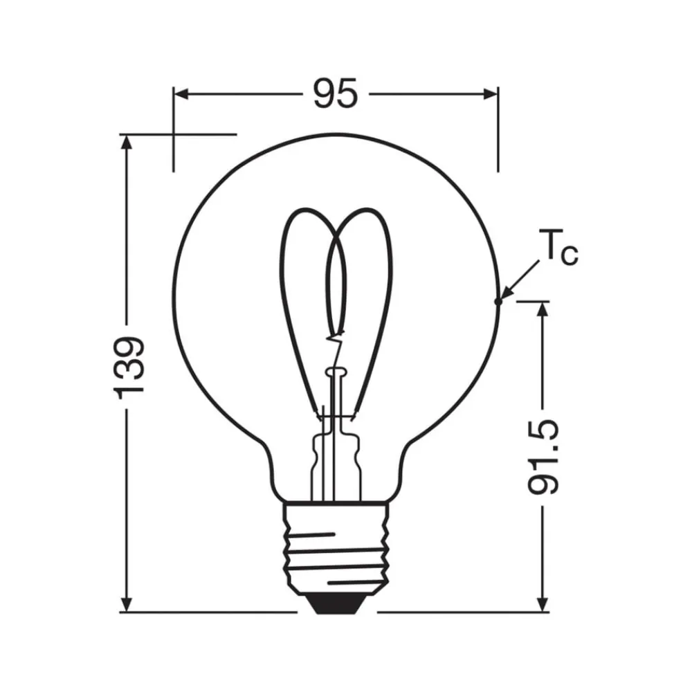 OSRAM LED Vintage G95 E27 8W 922 Heart Filament guld dæmpbar