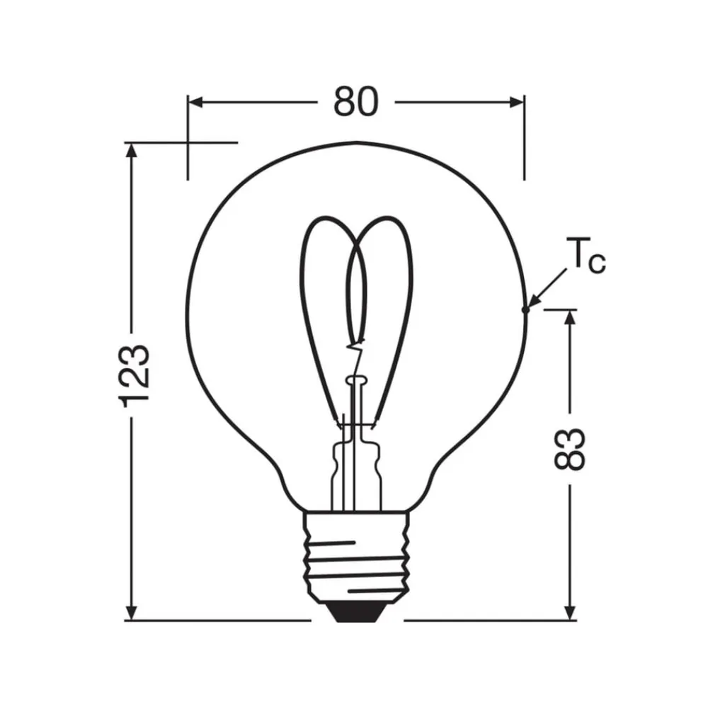 OSRAM Led Pærer>LED Vintage G80 E27 4,9W 922 Heart Filament guld dæmpbar