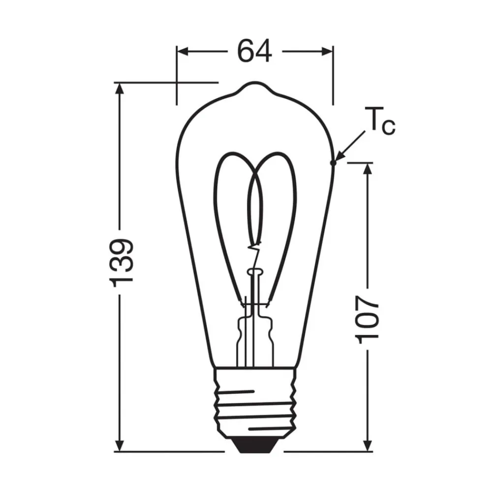 LED Vintage ST64 E27 4,9W 922 Heart Filament guld dæmpbar^OSRAM Best