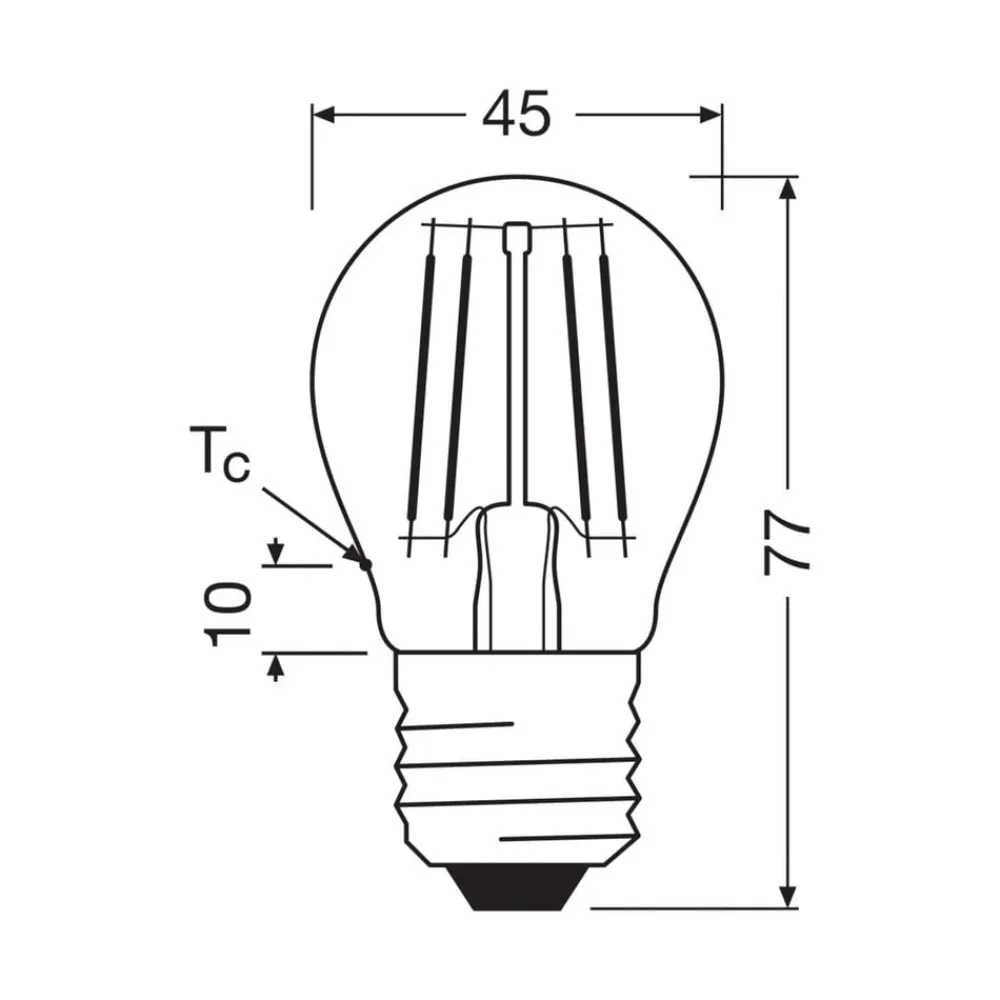 OSRAM Filament Pære>LED-filamentpære drop E27 1,2W filament 4000K 255lm