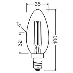 OSRAM LED-filamentpære E14 2,2W 4000K 470lm