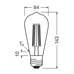 LED-filamentpære E27 3,8W Filament 2,700K^OSRAM Best