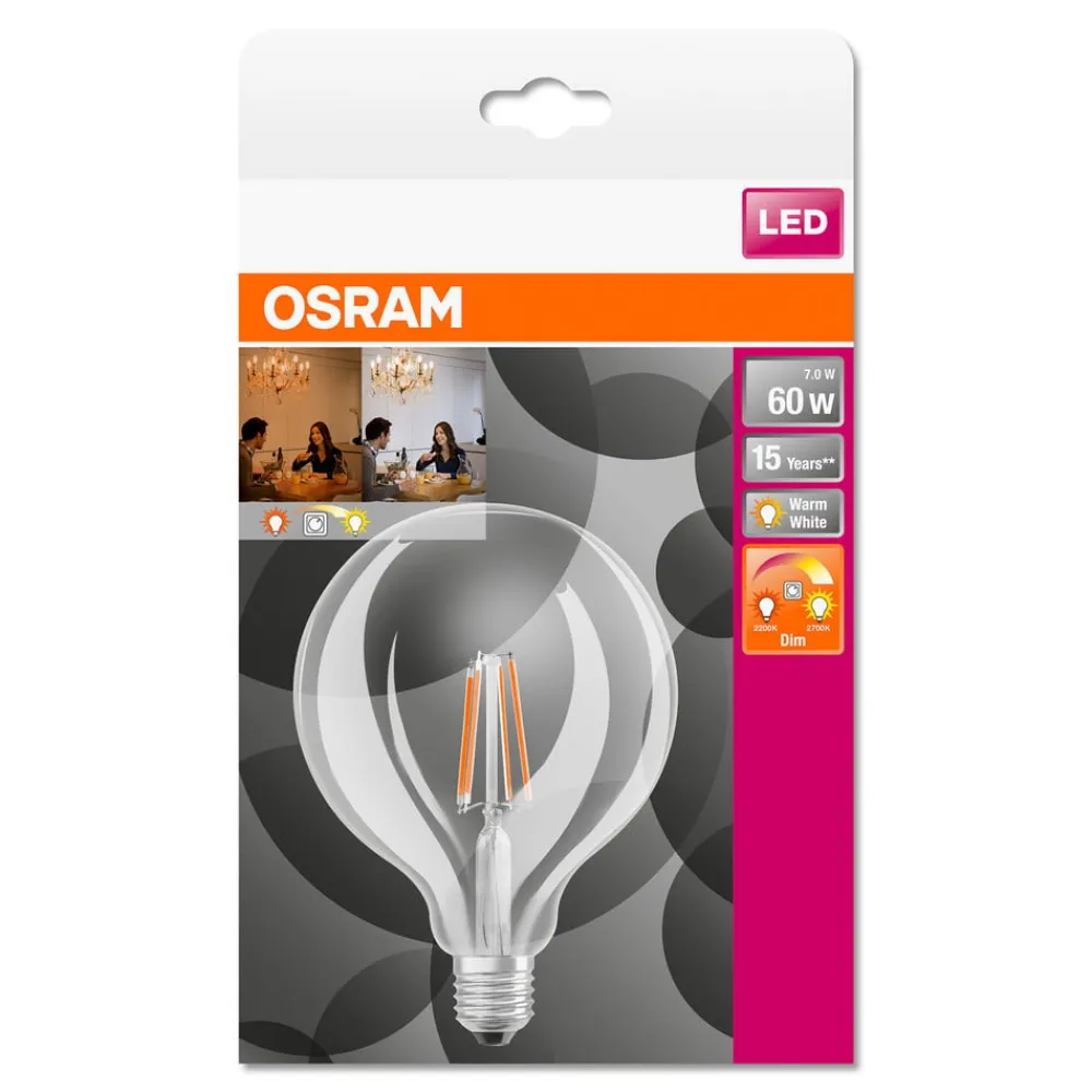 OSRAM LED-globepære E27 6,5W G125 827 Glow dim