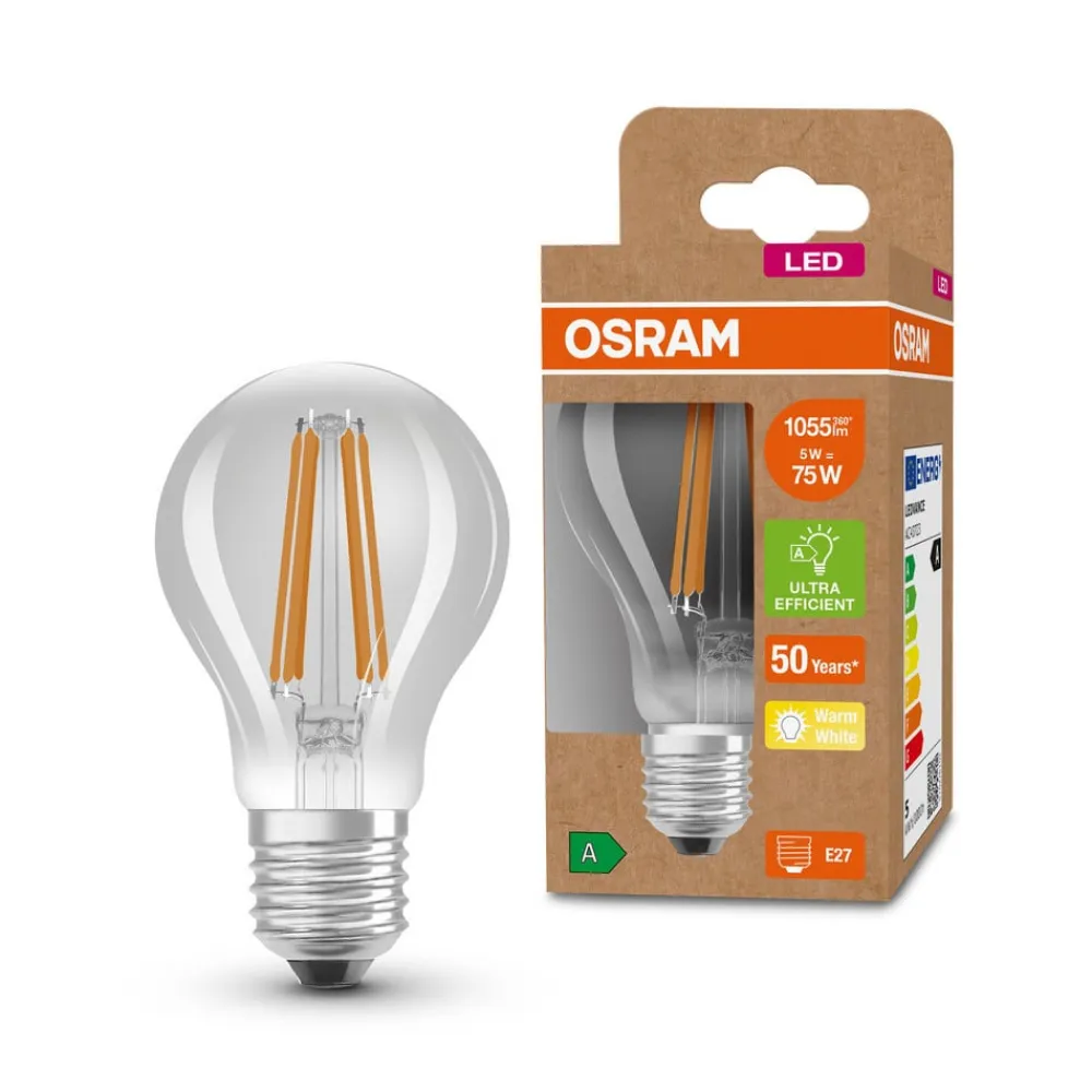 OSRAM LED-pære E27 A60 5 W 1.055lm 3.000 K klar
