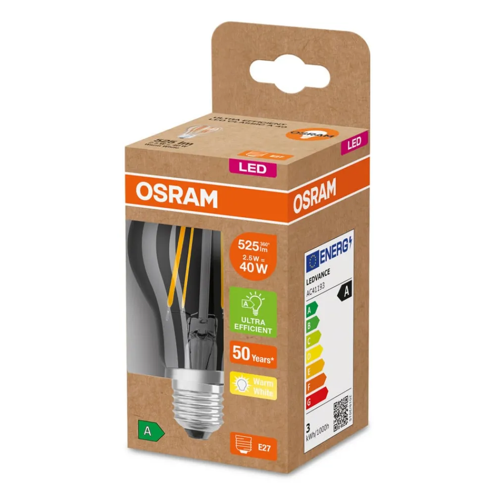 OSRAM LED-pære E27 A60 2,5 W 525lm 3.000 K klar
