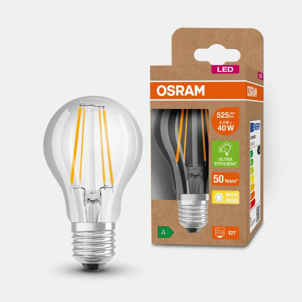 OSRAM LED-pære E27 A60 2,5 W 525lm 3.000 K klar