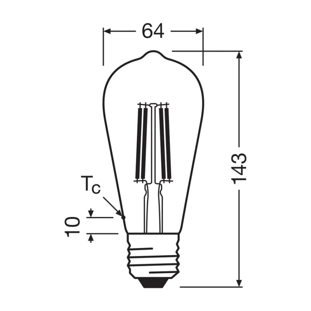 OSRAM Filament Pære>LED-pære E27 2,2W Filament 2,700K