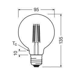 OSRAM Filament Pære|Led Pærer>LED-pære Globe G95 E27 3,8W Filament 4,000K
