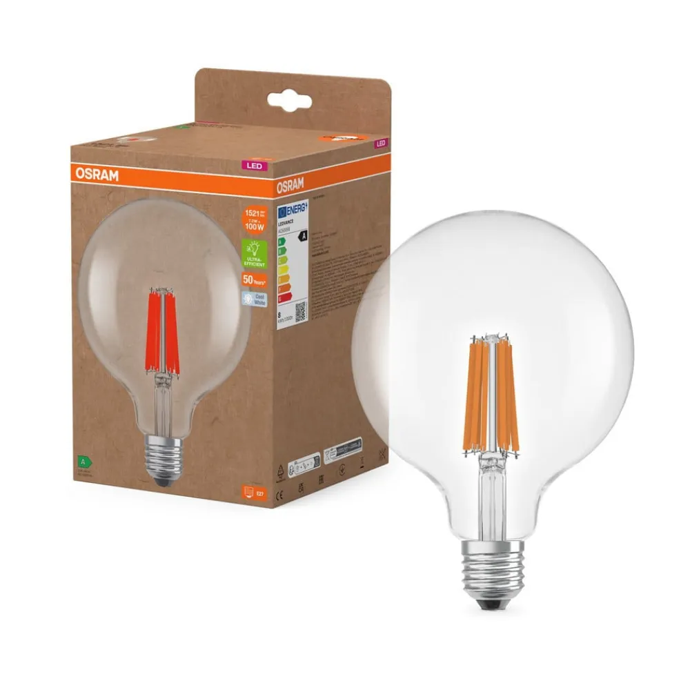 OSRAM LED-pære Globe G125 E27 7,2W Filament 4,000K