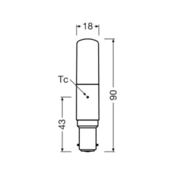 OSRAM LED-pære Special T, B15d, 8 W, 2.700 K, dæmpbar.