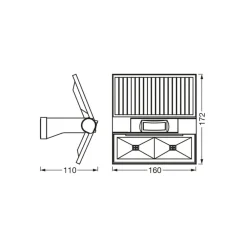 OSRAM LED-solcellevæglampe ENDURA STYLE DOUBLE, sensor grafit