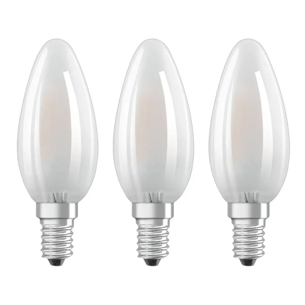 OSRAM Led Pærer>LED-stearinlys E14 Classic B 4,2W 2.700K mat 3 stk