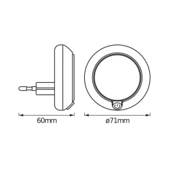 Børn OSRAM Natlys>LED-stikkontaktnattelys LUNETTA ROUND, hvid, Ø 7 cm