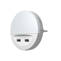 LED-stikkontaktnattelys LUNETTA USB, hvid, Ø 9 cm^OSRAM Discount