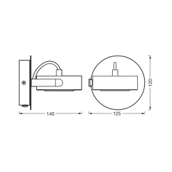 LED-vægspot VENUS, hvid, 1 lyskilde, metal 3.000 K^OSRAM Sale
