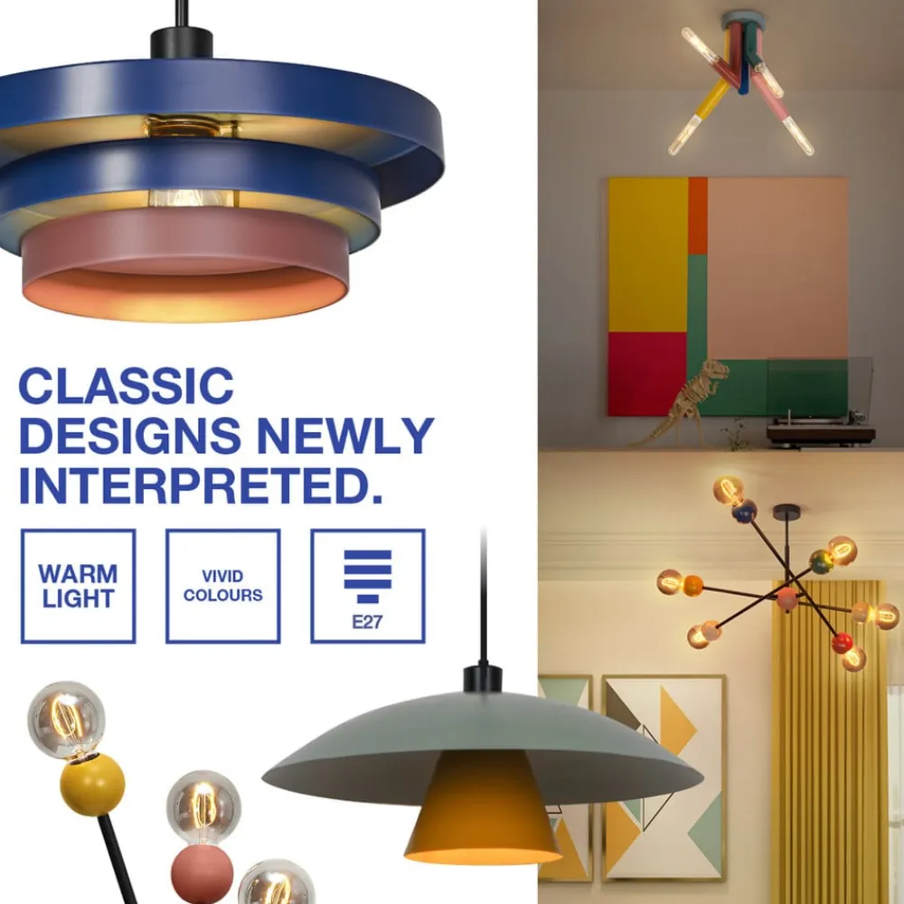 loftlampe Decor Bubble, 3 lyskilder, stål, farvet, E27^OSRAM New