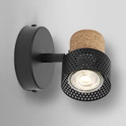 OSRAM vægspot CORK, sort, 1 spot, GU10-LED 927 dæmpbar