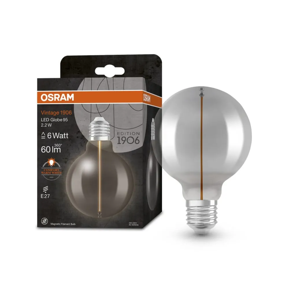 OSRAM Vintage 1906 LED-globe E27 2,2 W 1.800 K røg