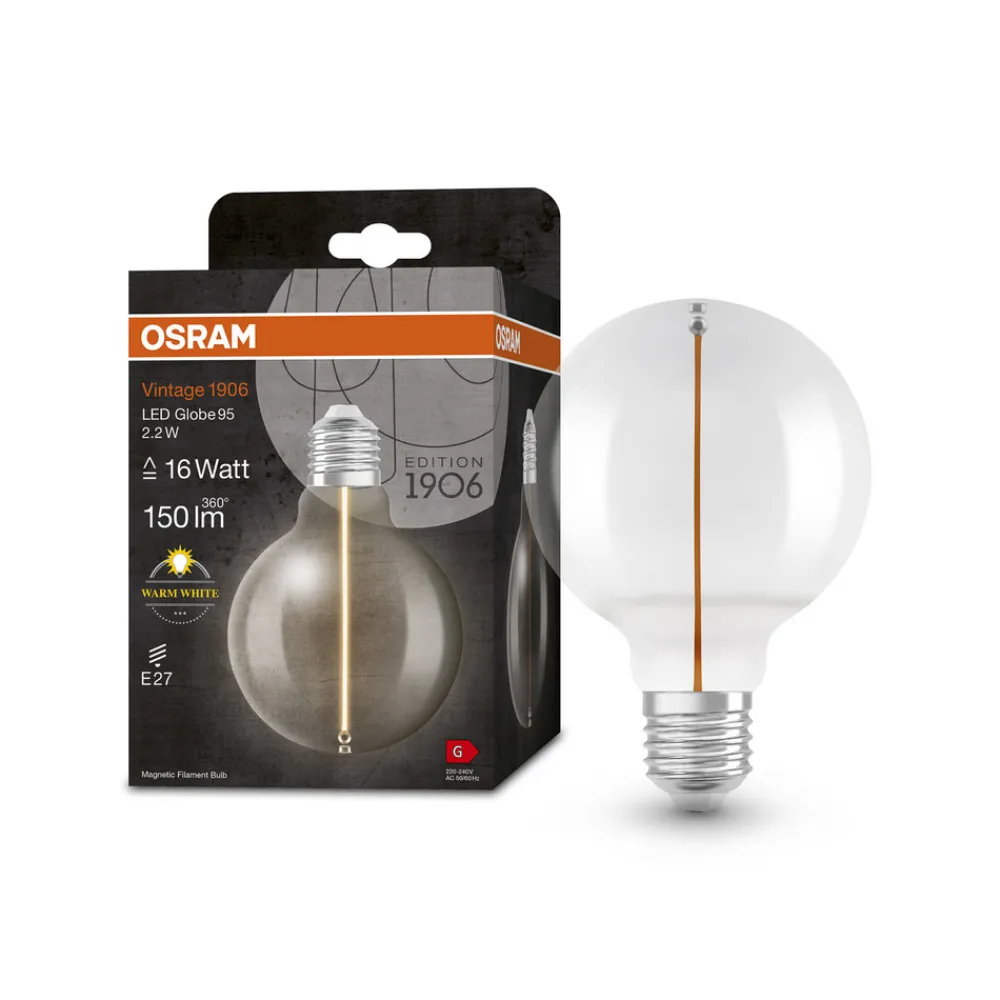OSRAM Filament Pære>Vintage 1906 LED-Globe G95 E27 2,2W 827 klar