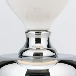 ORION Ovum bordlampe, hvid/krom, højde 48 cm, keramik/chintz