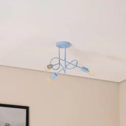 Børn HELAM Oxford loftlampe, Ø 44 cm, lyseblå, metal, 3 lyskilder