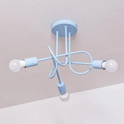 Børn HELAM Oxford loftlampe, Ø 44 cm, lyseblå, metal, 3 lyskilder