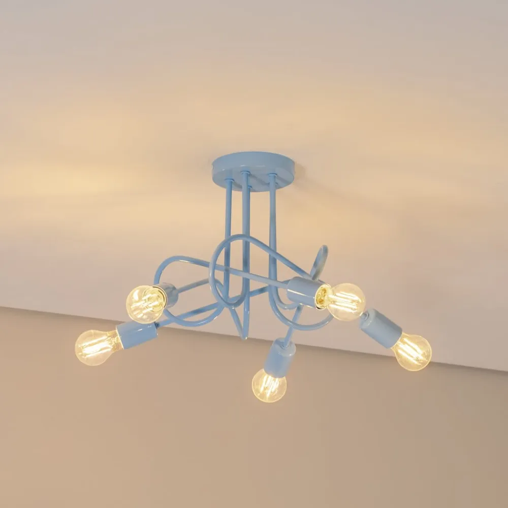 Børn HELAM Loftlamper>Oxford loftlampe, lyseblå, Ø 47 cm, metal, 5 lyskilder