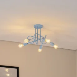 Børn HELAM Loftlamper>Oxford loftlampe, lyseblå, Ø 47 cm, metal, 5 lyskilder