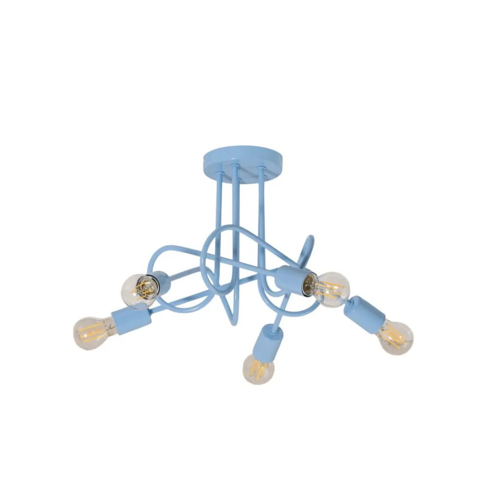 Børn HELAM Loftlamper>Oxford loftlampe, lyseblå, Ø 47 cm, metal, 5 lyskilder