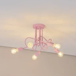 Børn HELAM Loftlamper|Loftlamper>Oxford loftlampe, lyserød, Ø 47 cm, metal, 5 lyskilder