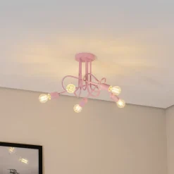 Børn HELAM Loftlamper|Loftlamper>Oxford loftlampe, lyserød, Ø 47 cm, metal, 5 lyskilder