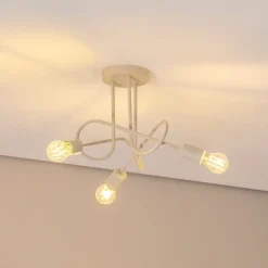 HELAM Oxford loftlampe, sand, Ø 44 cm, metal, 3 lyskilder, E27