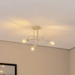 HELAM Oxford loftlampe, sand, Ø 44 cm, metal, 3 lyskilder, E27