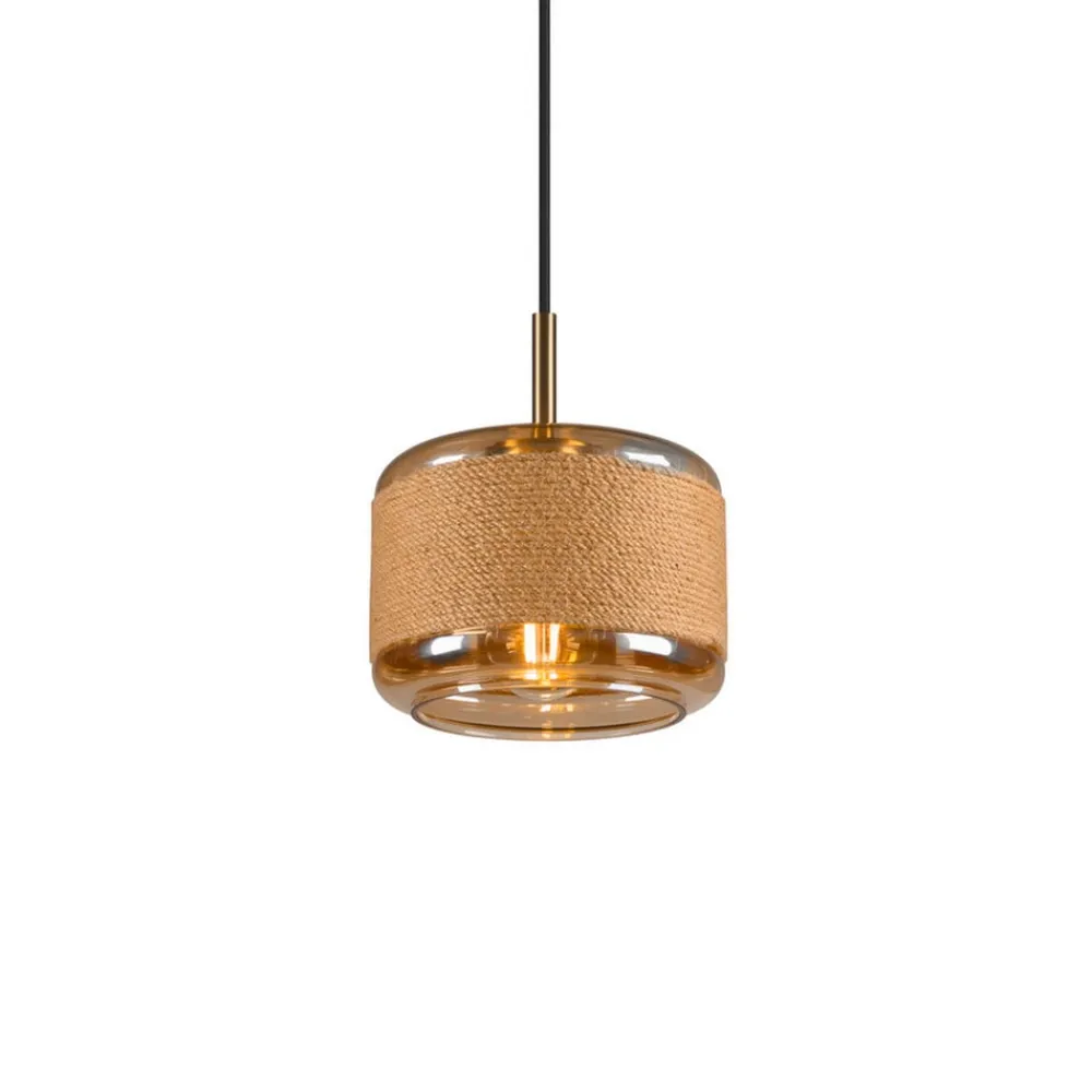 SLV Pendellamper>Pantilo Rope 19 hængelampe, brun/amber/guld, glas, Ø 19 cm