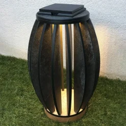 Pastek LED-solcellelampe af teaktræ med sensor^Les Jardins Clearance