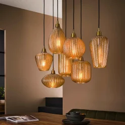 Zijlstra Pendellamper|Pendellamper>Pattern hængelampe af brunt glas, 7 lyskilder