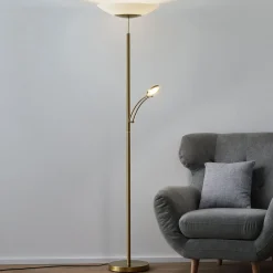 Paul Neuhaus Arbejdsrum/Kontor|Gulvlamper>LED-gulvlampe Alfred, messingfarvet, dæmpbar