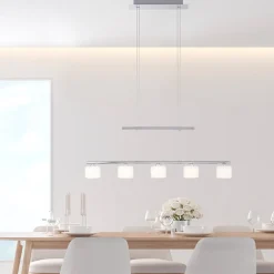 LED-hængelampe Hydra, stålfarvet, glas, 80 cm^Paul Neuhaus