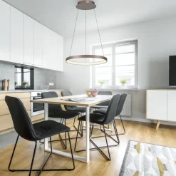 Paul Neuhaus LED-hængelampe Hoop, brun, Ø 57 cm, dæmpbar