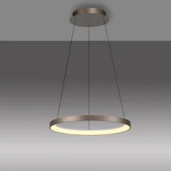 Paul Neuhaus LED-hængelampe Hoop, brun, Ø 57 cm, dæmpbar