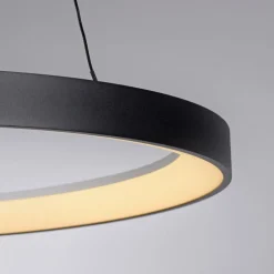 Paul Neuhaus LED-hængelampe Hoop, sort, Ø 57 cm, dæmpbar