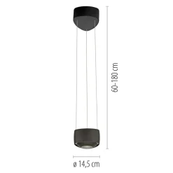 Paul Neuhaus LED-pendellampe Q-Stretto, sort, Ø 14,5 cm