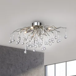 Paul Neuhaus Loftlamper|Loftlamper>loftlampe Icicle, glaspendel, 4 lyskilder, sølv