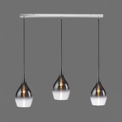 Pilua hængelampe, røg, glas, 100 cm, 3 lyskilder.^Paul Neuhaus Hot