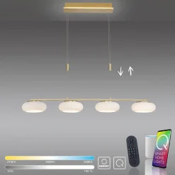 Q-Smart-Home Paul Neuhaus Q-ETIENNE LED-hængelampe 4 lk messing