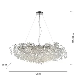 Paul Neuhaus Ricicle-lysekrone, krom, længde 120 cm