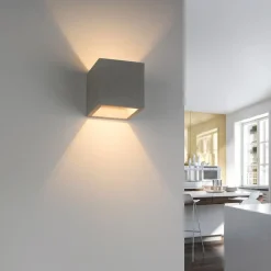 Paul Neuhaus væglampe Eton, beton, 12 cm x 12 cm, op/ned