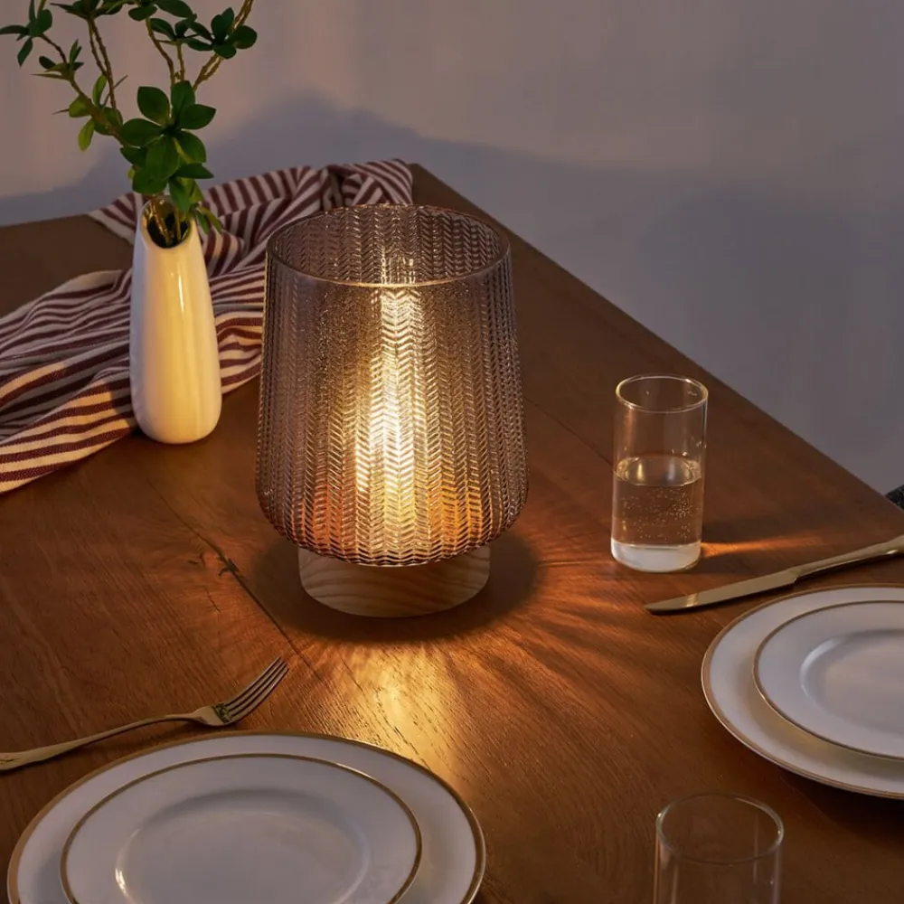 Pauleen Dekorationsbelysning>Fancy Glamour E27-LED-batteri, træ, taupe